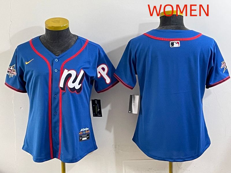 Women 2025 Philadelphia Phillies Blank Blue All star Nike MLB Jersey style 01->youth mlb jersey->Youth Jersey